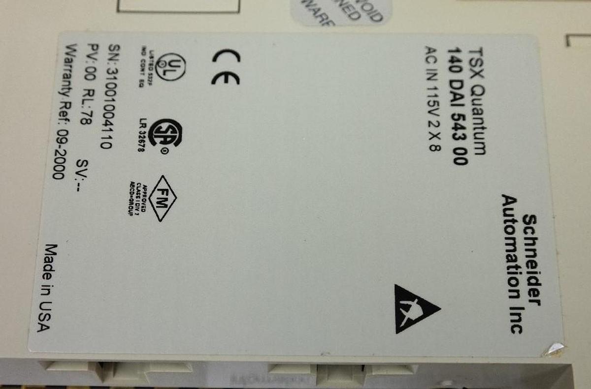 Used SCHNEIDER ELECTRIC 140DAI54300 TSX QUANTUM AC IN 115V 2 X 9 MODULE 140-DAI-543-0
