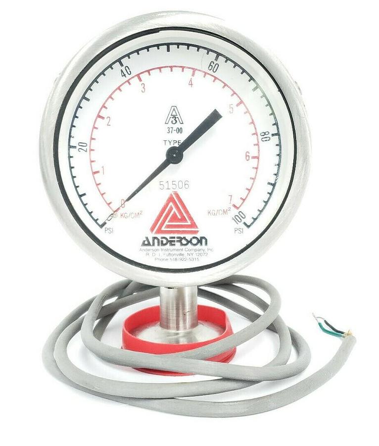 Used ANDERSON A3 37-00 TYPE S PRESSURE GAUGE, 0-100PSI, 0-7KG/CM^2, 51506
