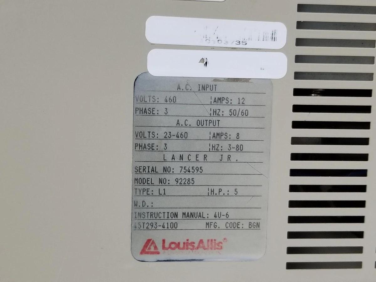 Used LOUIS ALLIS ESP-130 TRANSISTOR INVERTER DRIVE 92285 TYPE: L1 5HP (INCOMPLETE)
