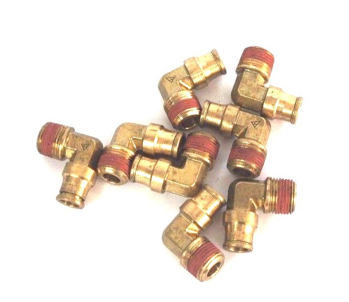 Used LOT OF 8 NEW BRASS QUICK CONNECT MALE ELBOW FITTINGS 3/8" NPT X 1/4" OD