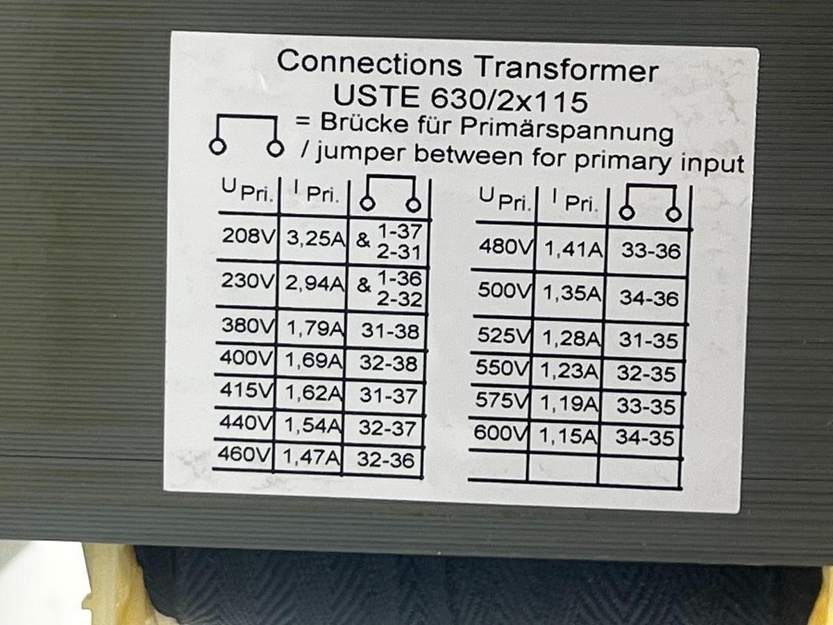 Used BLOCK USTE 630/2X115 630 VA Control‐/Isolating Transformer 2X115 V Output NSMP