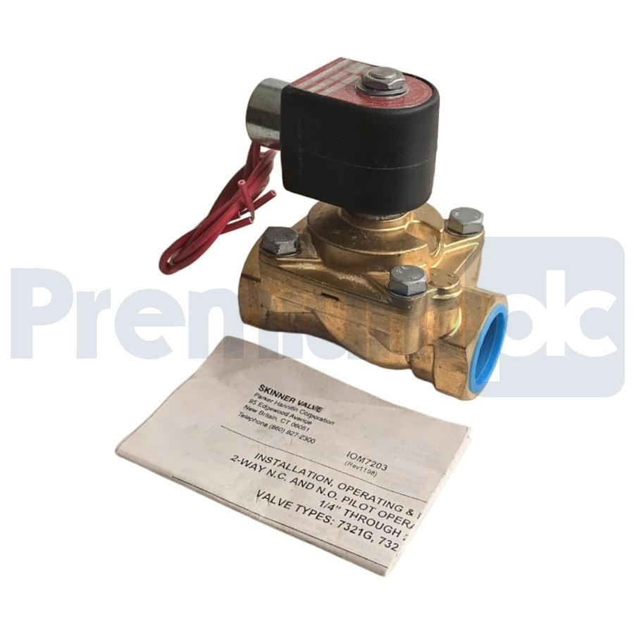 Used PARKER SKINNER 7321GBN64N00N0H111C2 2-WAY NC 1"NPT 24VDC BRASS PILOT VALVE NSNP