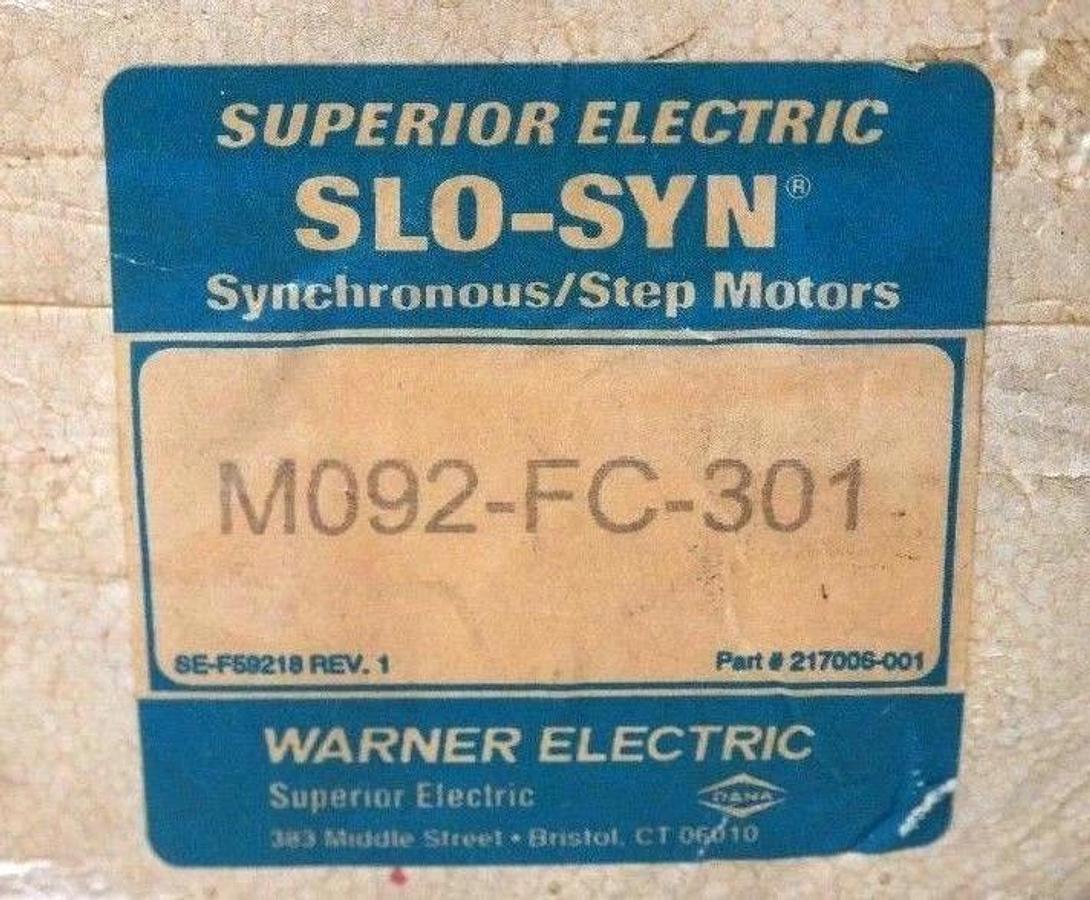 Used NIB WARNER M092-FC-301 SUPERIOR ELECTRIC SLO-SYN SYNCHRONOUS STEP MOTORS