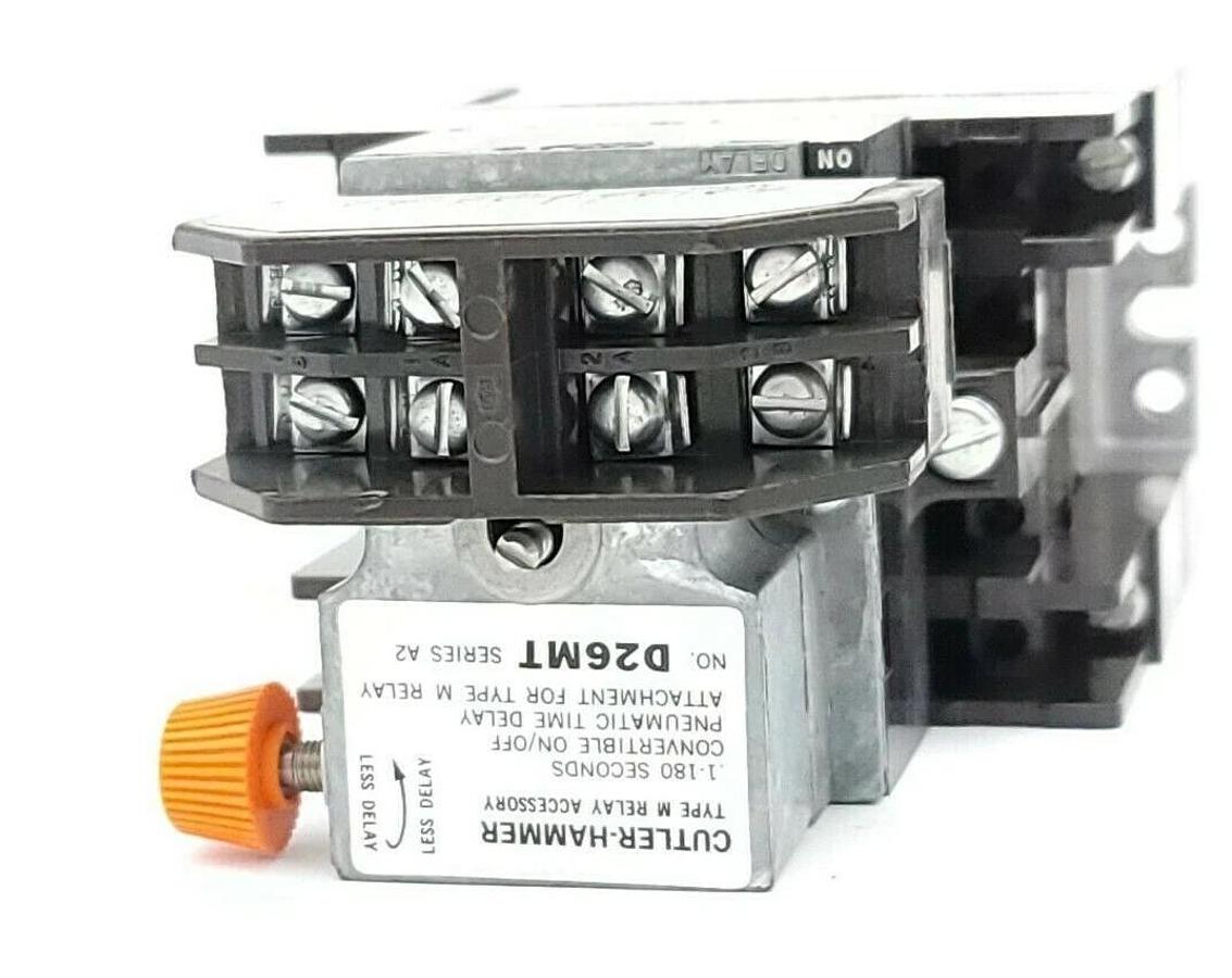 NIB EATON CUTLER HAMMER D26MR005A TYPE "M" RELAY W/ TIMER ATTACH. 600V