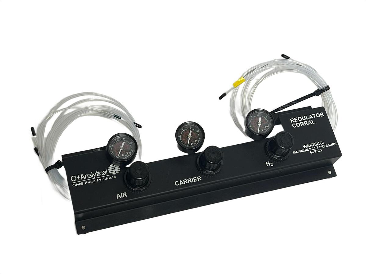 OI Analytical Regulator Corral with 3x Norgren R07 Regulators & 60 PSI Gauges