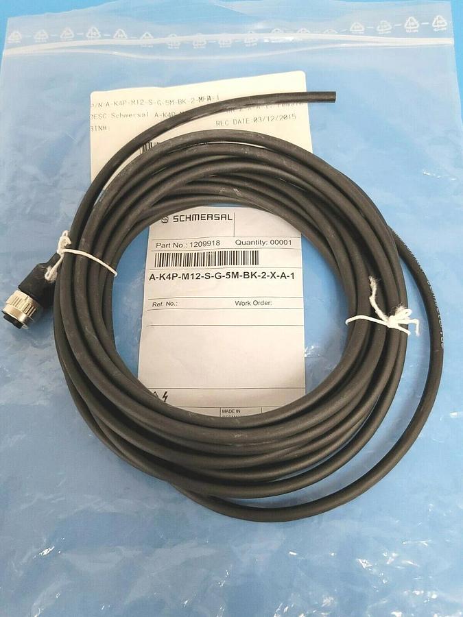 Used NEW SCHMERSAL P/N: 1209918 CABLE A-K4P-M12-S-G-5M-BK-2-X-A-1