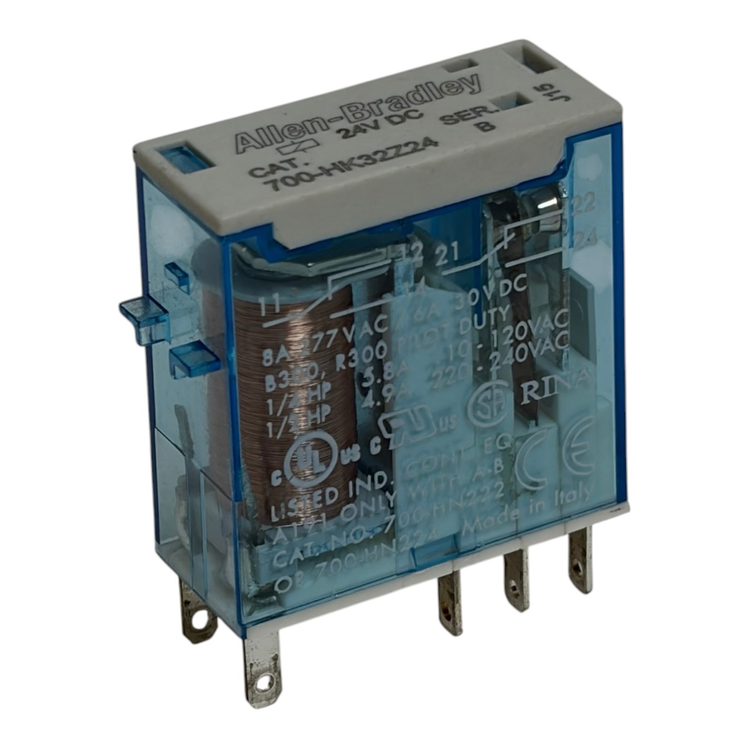 Used New Allen-Bradley 700-HK32Z24 24VDC 8A Slim Blade Power Relay Ser B