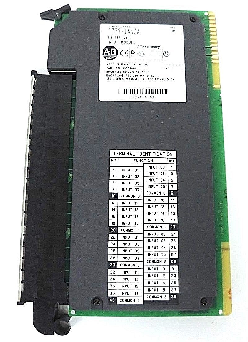 Used ALLEN BRADLEY 1771-IAN/A SER. A, REV. D01 INPUT MODULE 85-138VAC, 95689601