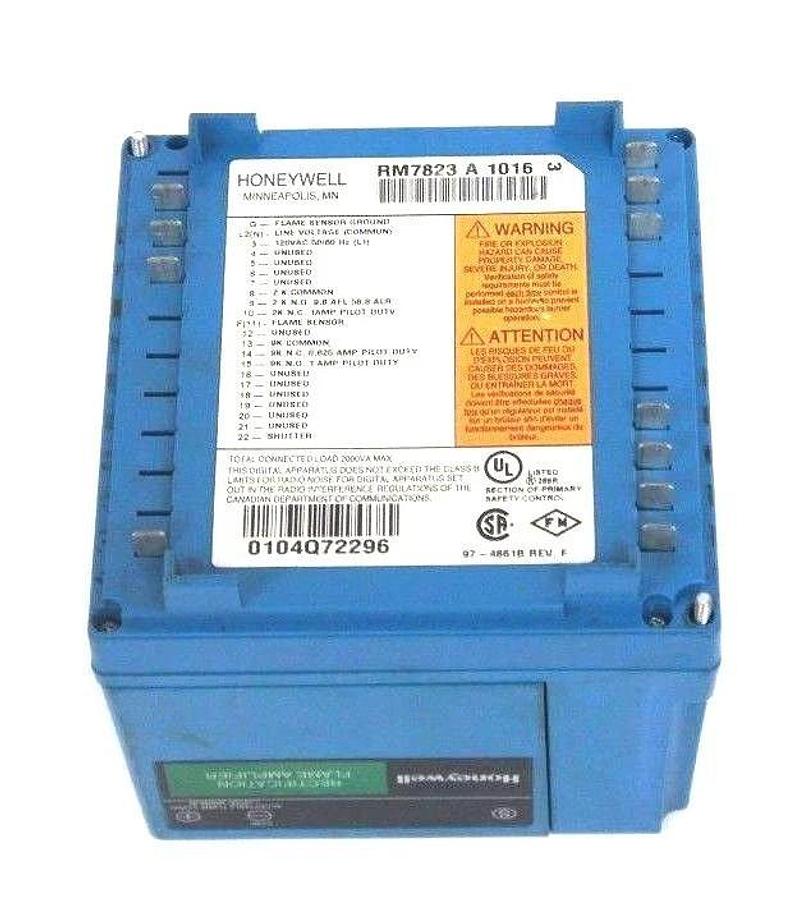 Used HONEYWELL RM7823A-1016 PRIMARY FLAME SWITCH W/ R7847A-1033 FLAME AMPLIFIER