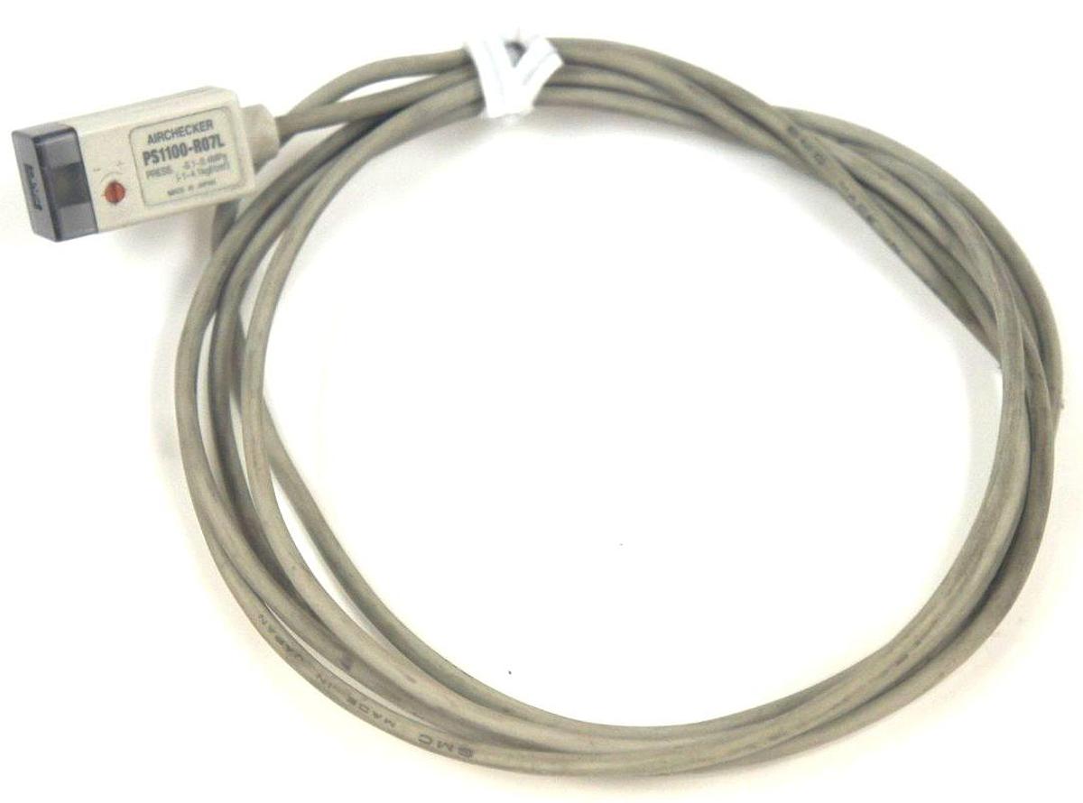 Used SMC AIRCHECKER PS1100-R07L PRESSURE SWITCH, PRESS. -0.1-0.4 MPA, 3 FT 7" LENGTH