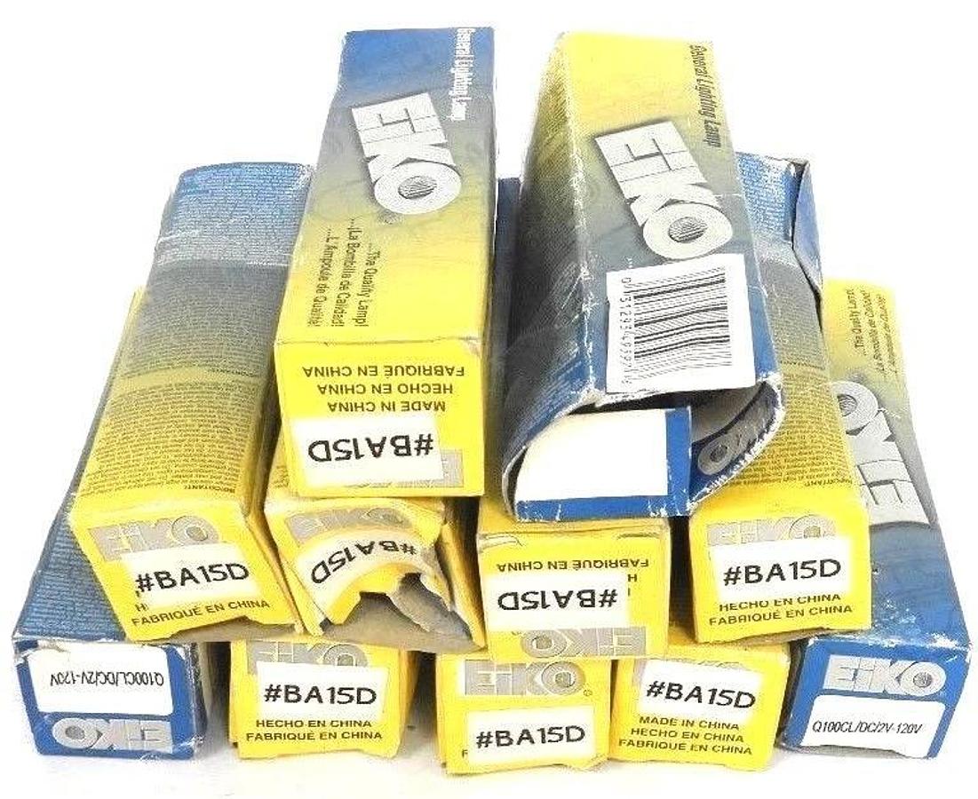 Used LOT OF 11 NEW EIKO Q100CL/DC/2V-120V LAMPS BULBS BA15D 120V 100W