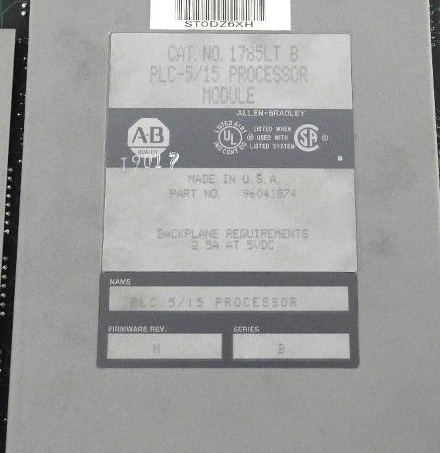 Used ALLEN BRADLEY 1785-LT B PLC 5/15 PROCESSOR MODULE SER. B, REV. H - REPAIRED