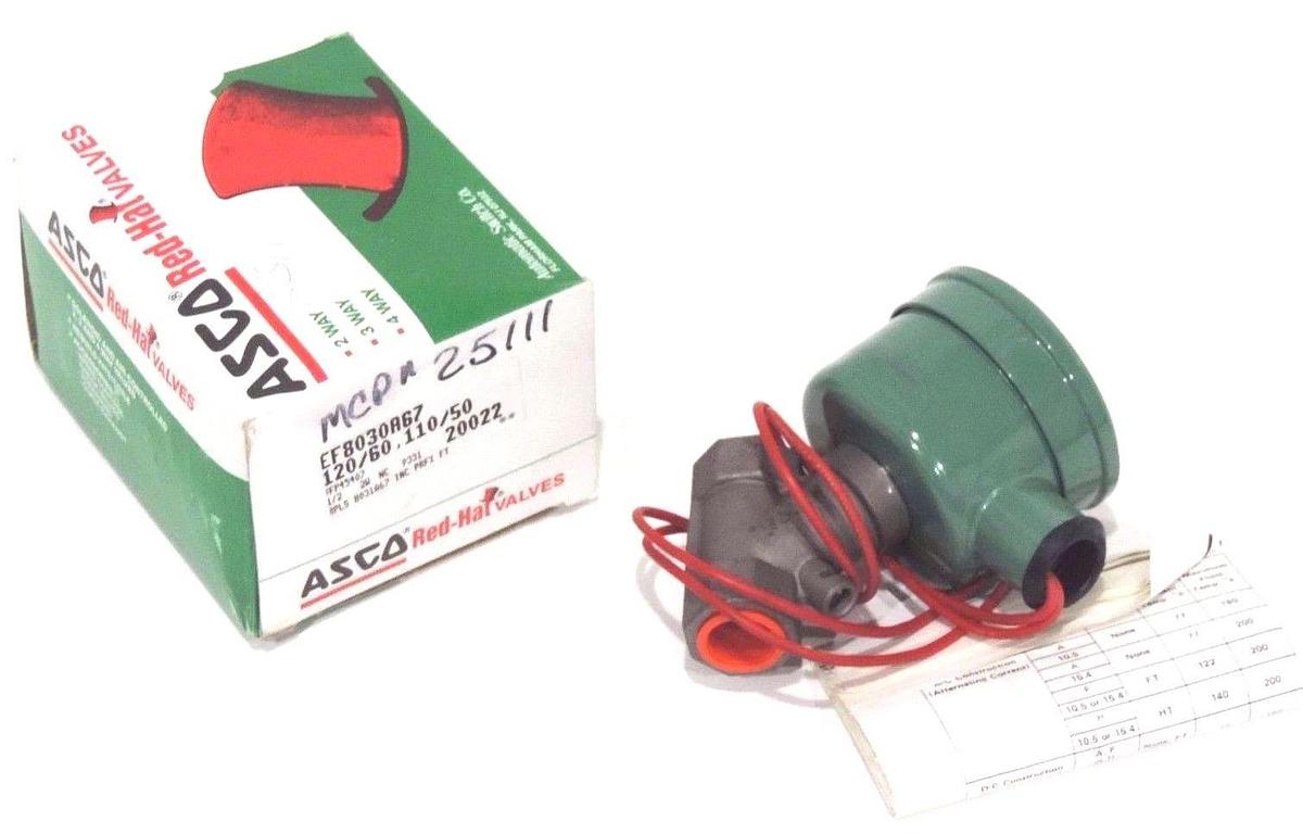 Used NIB ASCO RED-HAT EF8030A67 SOLENOID VALVE 110/120V 50/60HZ 15.4W 1/2" PIPE