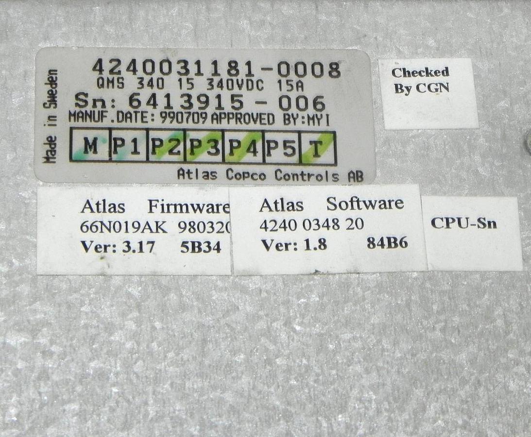 Refurbished REPAIRED ATLAS COPCO 4240031181 SERVO CONTROLLER QMS34015 4240031181-0008
