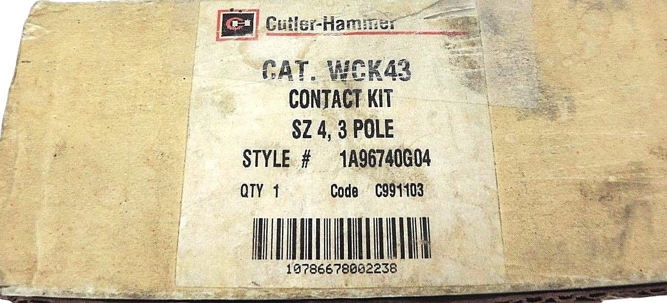NIB CUTLER HAMMER WCK43 CONTACT KIT SIZE 4, 3 POLE, STYLE# 1A96740G04