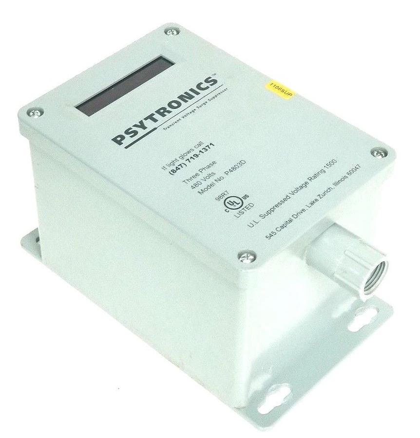 Used PSYTRONICS P4803D TRANSIENT VOLTAGE SURGE SUPPRESSOR 480 VOLTS THREE PHASE