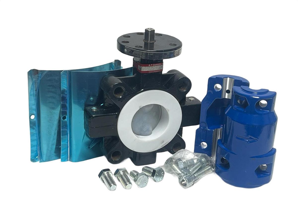 A-T Controls 2.5" Lined Butterfly Valve ASC-L1-0250-PFR-XA w/ Actuator Mount Kit