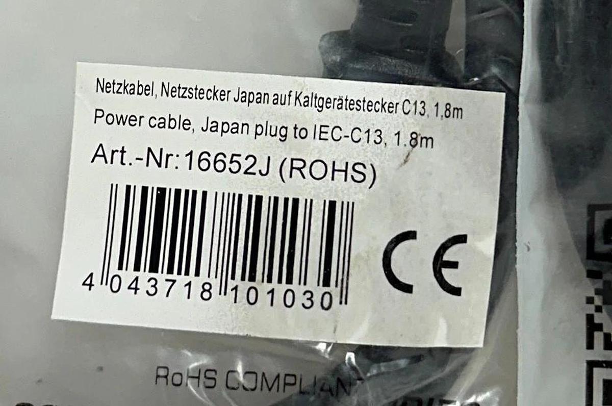 2 INLINE 16652J POWER CABLES JAPAN PLUG TO IEC-C13 1.8M LENGTH NSMP