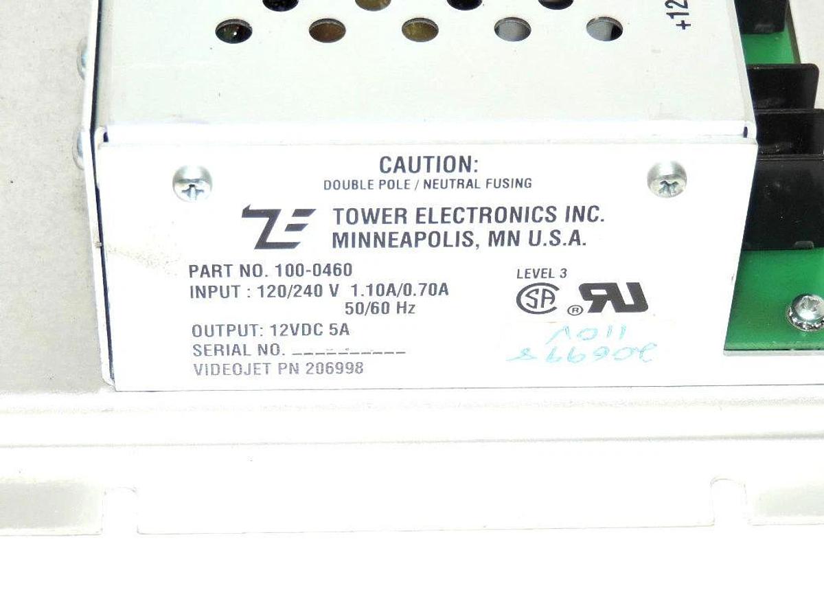 Used TOWER ELECTRONICS 100-0460 POWER SUPPLY 120/240V 1.10A/0.70A 50/60HZ