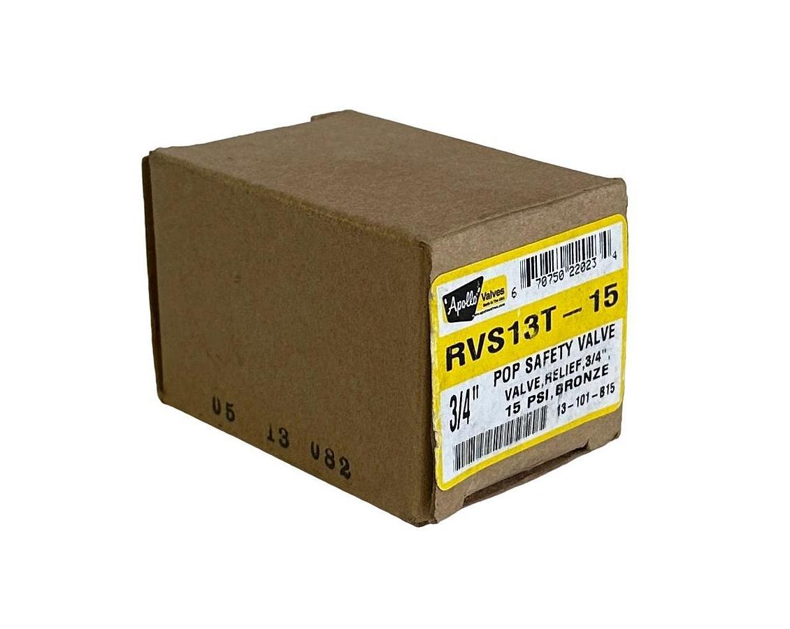 NEW APOLLO VALVES RVS13T-15 / RVS13T15 POP SAFETY RELIEF VALVE 3/4'' 15PSI