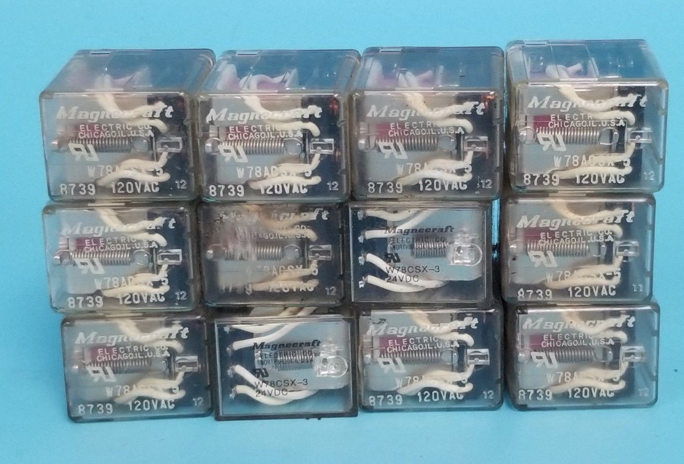 Used LOT OF 12 MAGNECRAFT ELECTRIC W78ACSX-5 RELAYS W78ACSX5, 3A, 120V