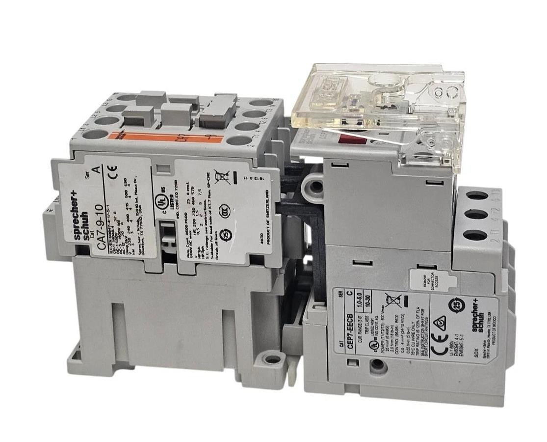 Used SPRECHER+SCHUH CA7-9-10 SER. A CONTACTOR WITH CEP7-EECB SER. B OVERLOAD RELAY