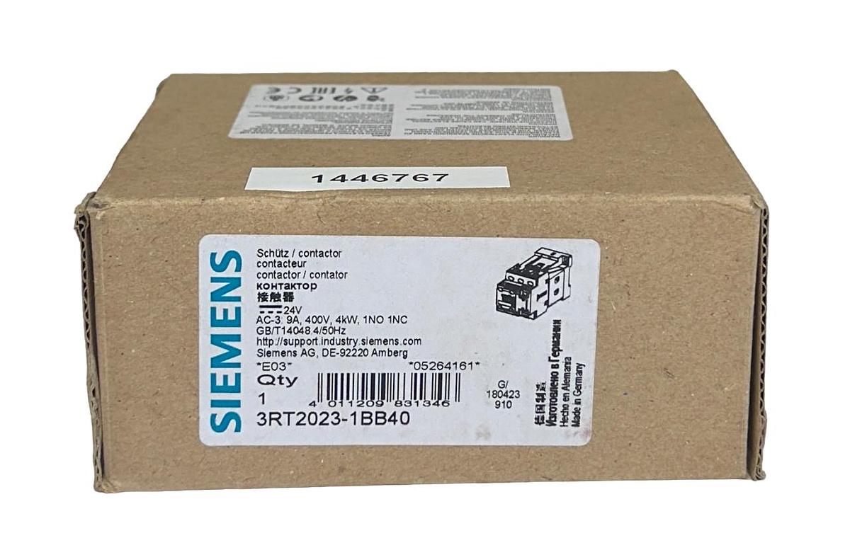 Used SIEMENS 3RT2023-1BB40 / 3RT20231BB40 SIRIUS CONTACTOR 24V 9A 4kW NSMP