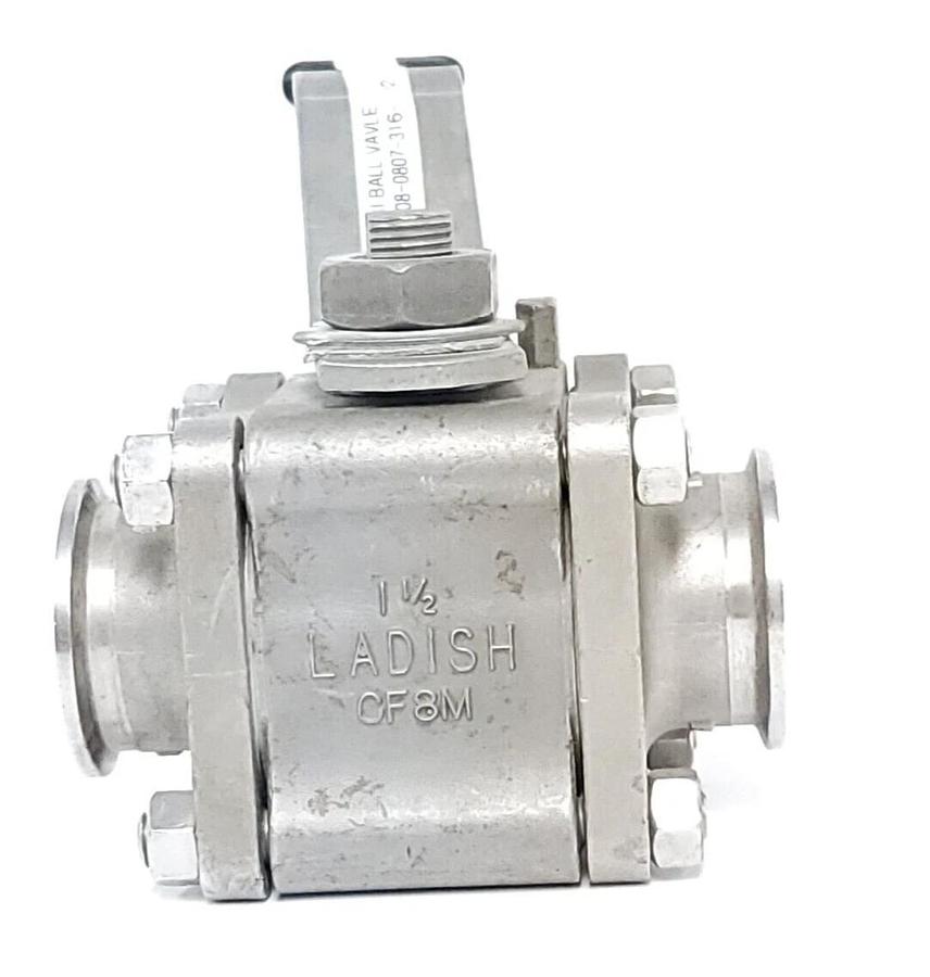 Used NEW LADISH 4308-0807-15 BALL VALVE 1-1/2'' 316SS 4308-0807 4308080715