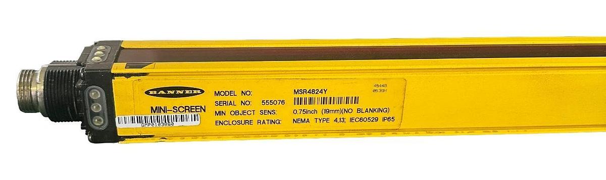 Used BANNER MSR4824Y MINI-SCREEN SAFETY LIGHT CURTAIN RECEIVER 19mm 48''