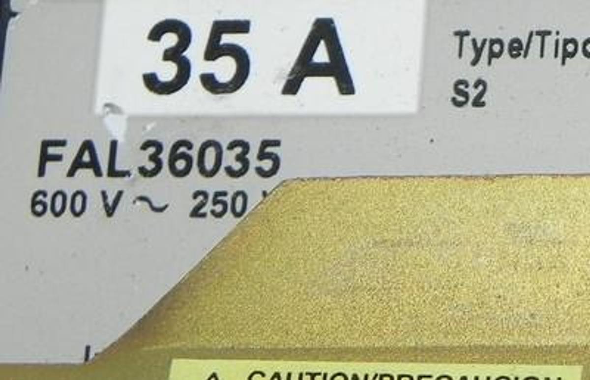 Used SQUARE D FAL36035 35A CIRCUIT BREAKER FAL36035 W/9422RN1 OPERATING MECHANISM