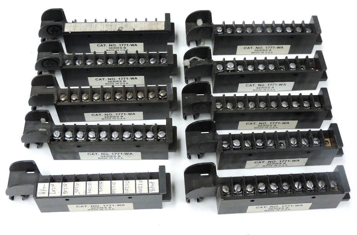 Used LOT OF 10 ALLEN BRADLEY 1771-WA FIELD WIRING ARMS, 1771WA SER. B