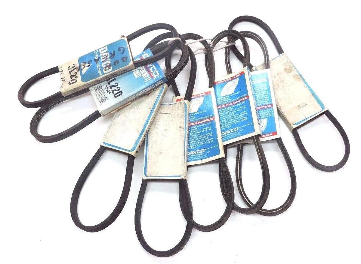 Used LOT OF 8 NEW DAYCO 3L220, 3L270, 3L240, 3L260 DURAPOWER II V-BELTS