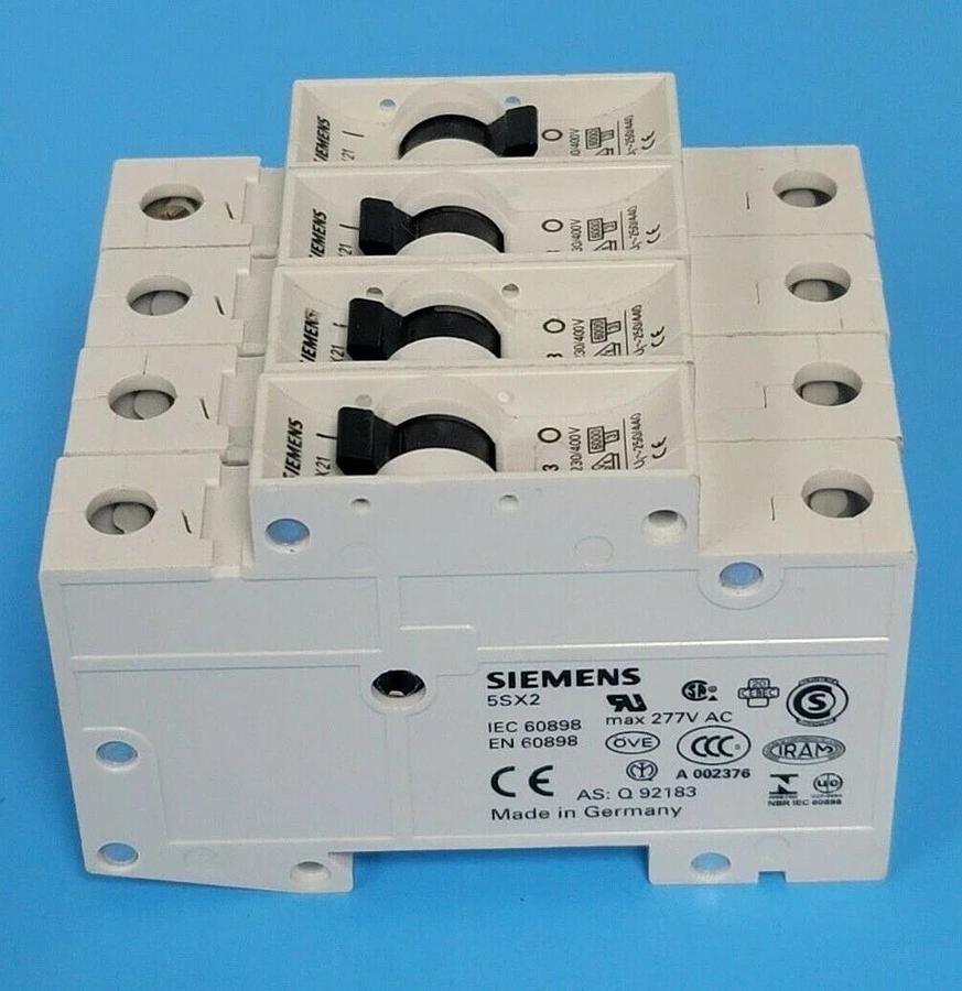 Used LOT OF 4 SIEMENS 5SX21C3 CIRCUIT BREAKERS 5SX2 230/400V
