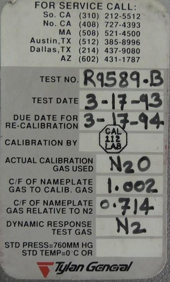 Used TYLAN FC-280AV MASS FLOW CONTROLLER MODEL FC-280, FC-280-AV