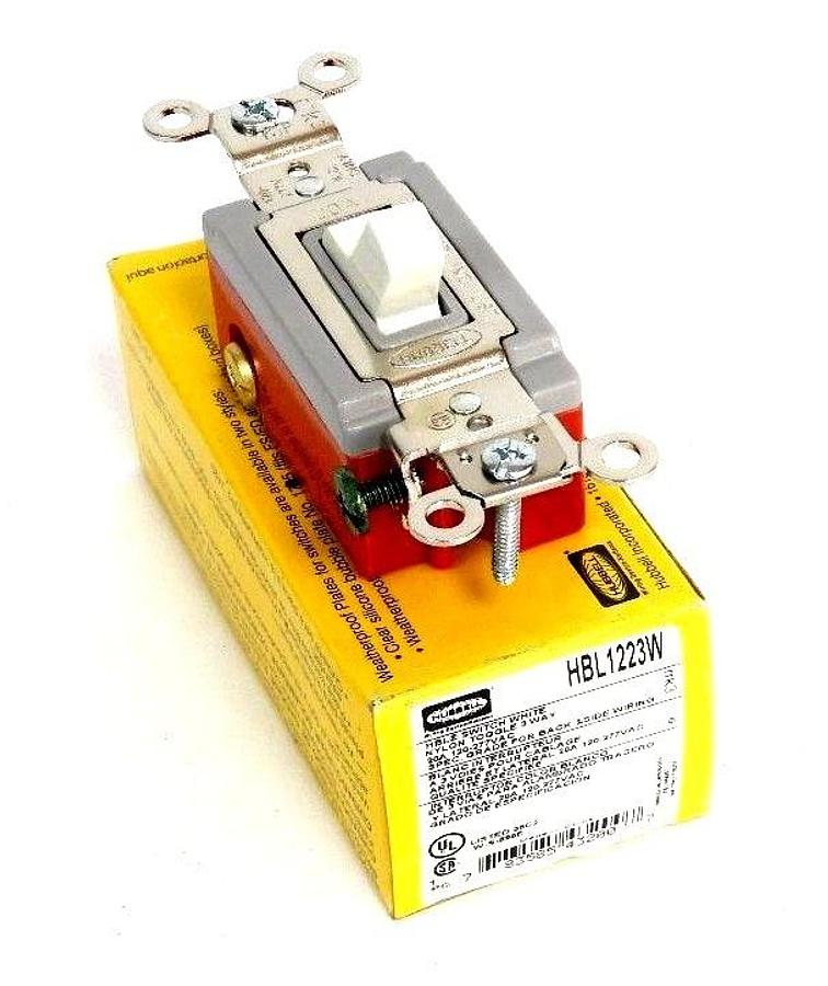 Used NIB HUBBELL HBL1223W 3-WAY TOGGLE SWITCHE 20A, 120-277VAC, WHITE