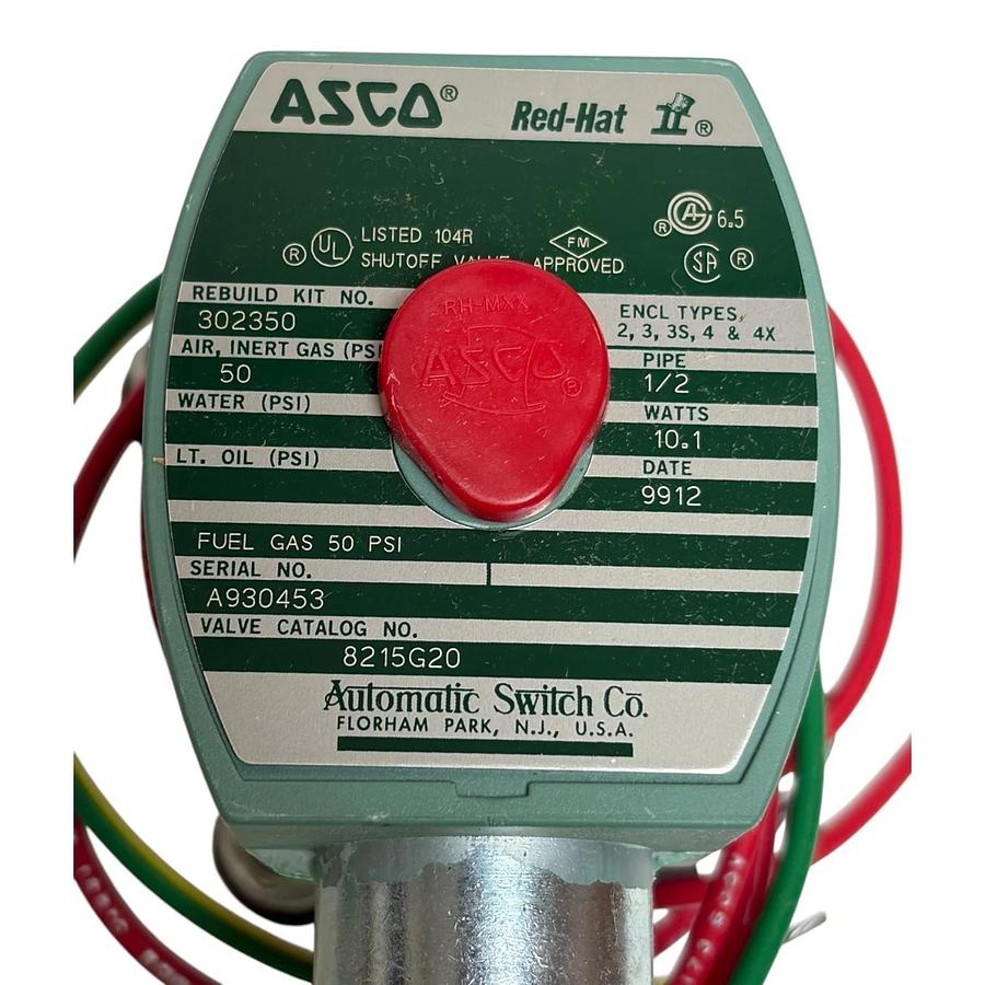 ASCO RedHat 8215G20 2-Way Normally Closed 1/2" NPT Gas Solenoid Valve 120VAC