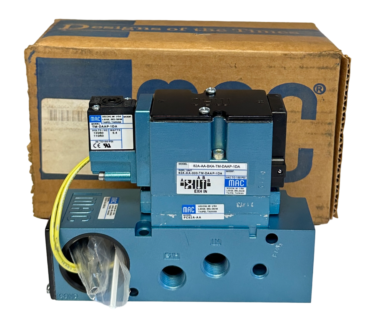 Used MAC 82A-AA-BKA-TM-DAAP-1DA / 82A-AA-000-TM-DAAP-1DA SOLENOID VALVE AND BASE NSMP