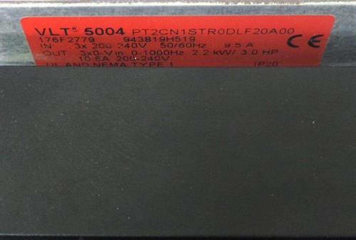 Used DANFOSS VLT 5004 DRIVE 2.2KW/3HP 9.5A, VLT5004PT2CN1STR0DLF20A00 5000 SERIES