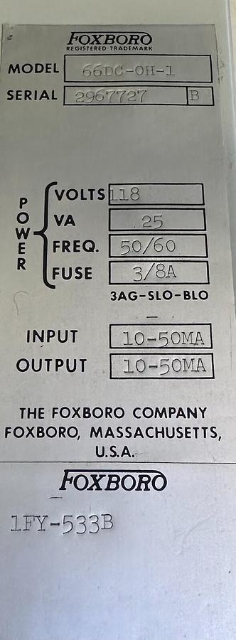 Used FOXBORO 66DC-OH-1 / 66DCOH1 MULTIPLIER-DRIVER MODULE FOR H-LINE SYTEM 1FY-533B