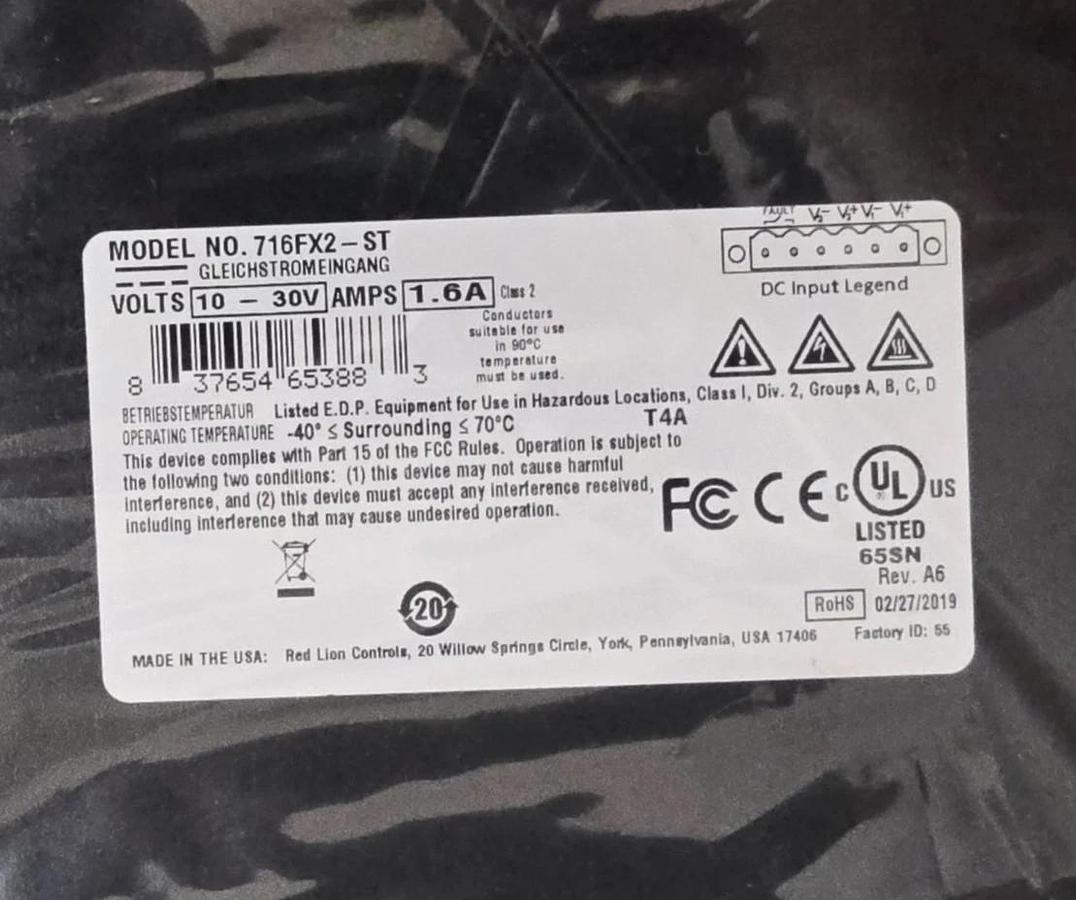 Red Lion | N-Tron 716FX2-ST Managed Ethernet Switch 14 RJ45 2 ST Fiber NSMP