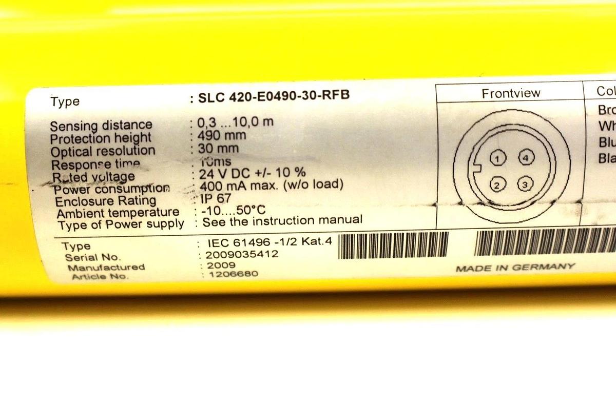 Used SCHMERSAL SLC 420-R0490-30-RFB / SLC 420-E0490-30-RFB LIGHT CURTAINS 101206680