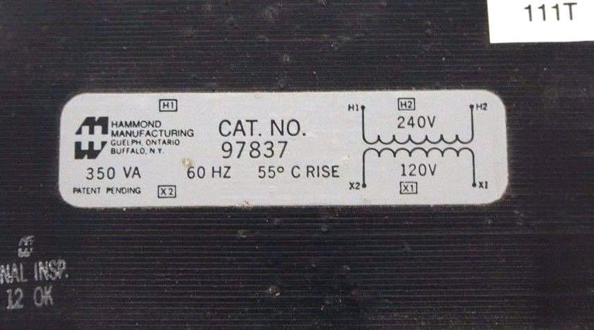 Used NEW HAMMOND MANUFACTURING 97837 TRANSFORMER 350 VA, 60HZ, 55 DEG C RISE
