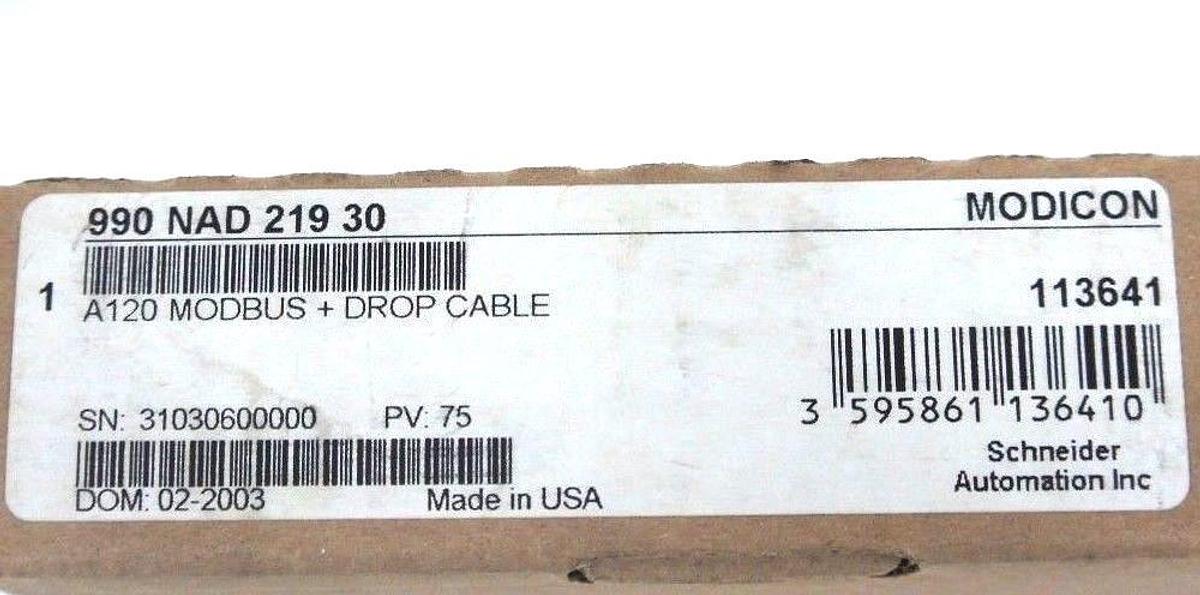NIB MODICON 990NAD21930 A120 MODBUS + DROP CABLE PV: 75, 113641