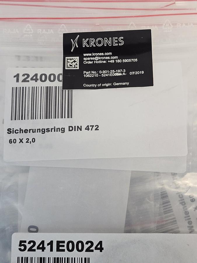 NEW KRONES 0-901-25-197-3 GASKET SET 1062210