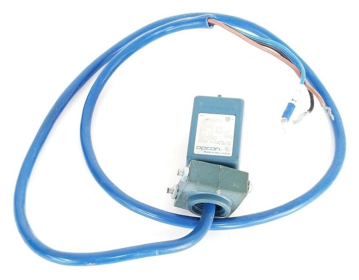 Used OPCON 1455AD-6511 PHOTOELECTRIC REFLEX SENSOR W/ CABLE, 115VAC / 5VA, 1455AD6511