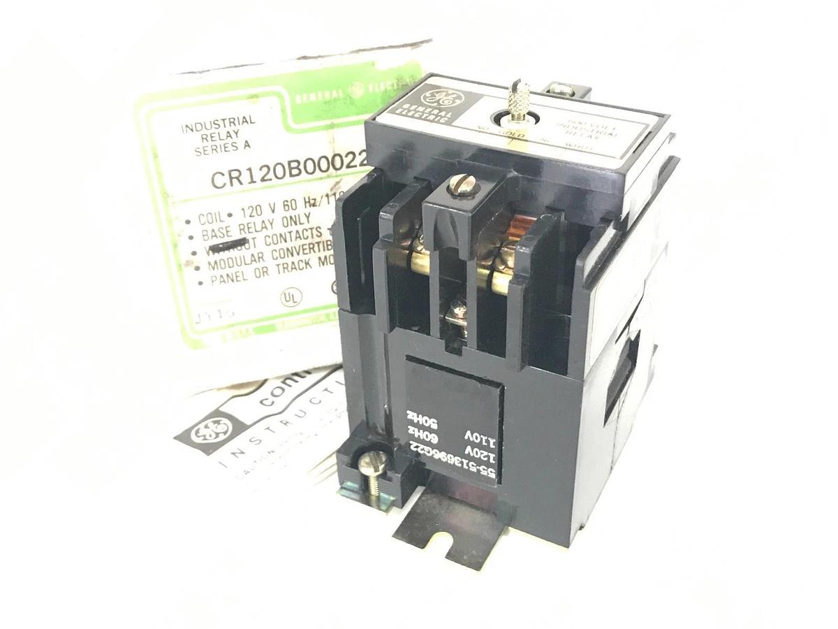 NEW GE GENERAL ELECTRIC CR120B00022 INDUSTRIAL RELAY SER. A, 120/110V COIL