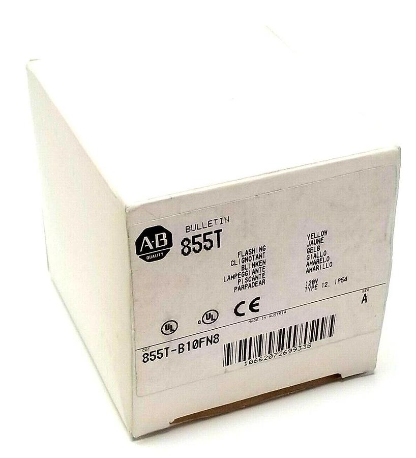Used NIB ALLEN BRADLEY 855T-B10FN8 SER A YELLOW FLASHING LAMP INCANDESCENT 855TB10FN8