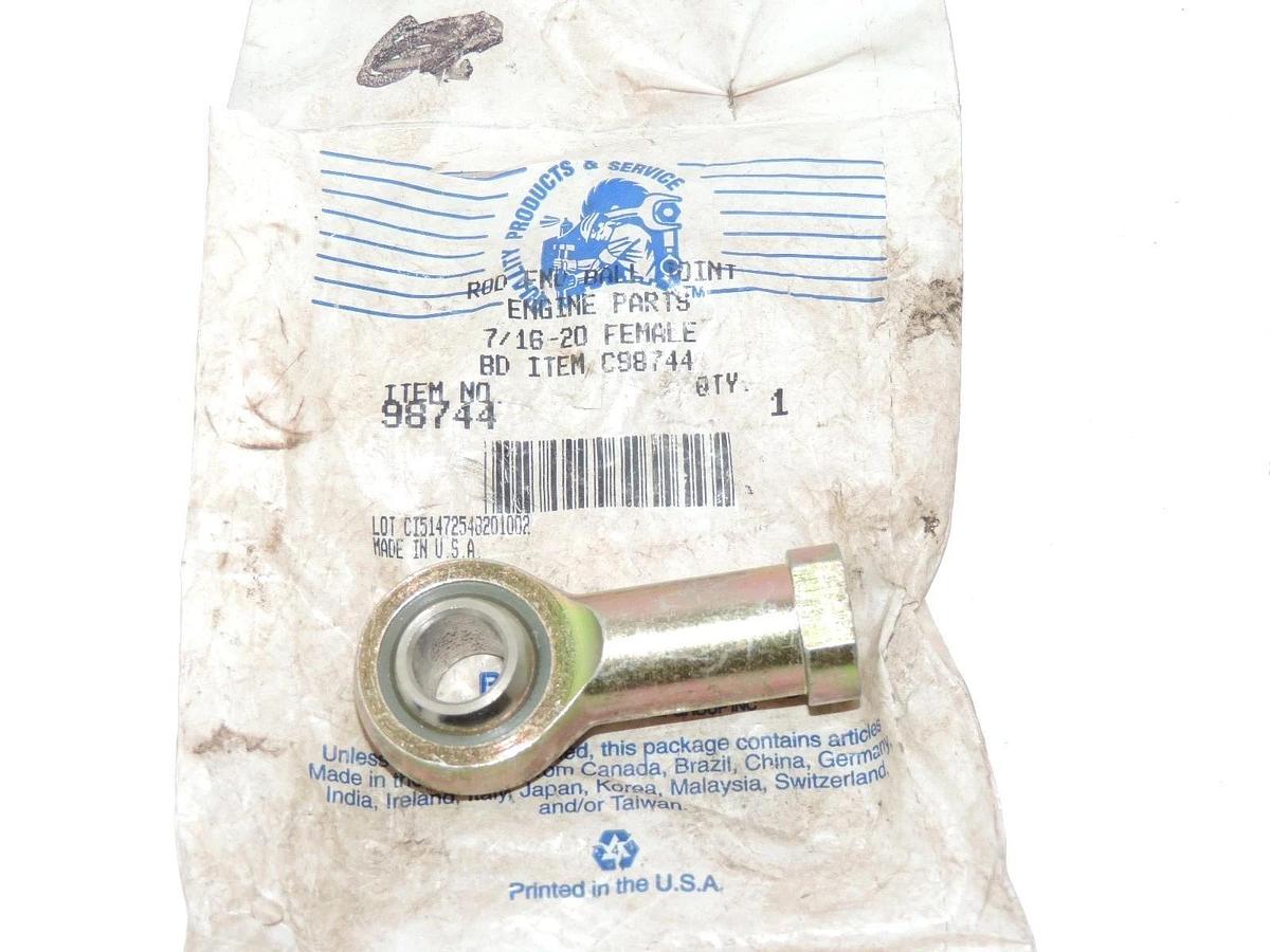 Used NEW BARNES DISTRIBUTION 98744 ROD END BALL JOINT 7/16-20 FEMALE BD ITEM C98744