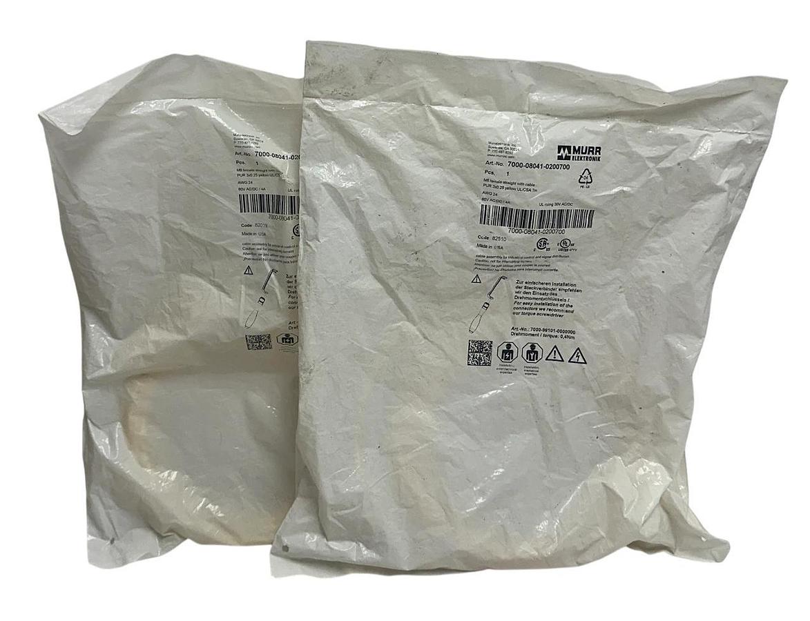 Used 2 MURR ELEKTRONIK 7000-08041-0200700 / 7000080410200700 CONNECTION CABLES NSFS