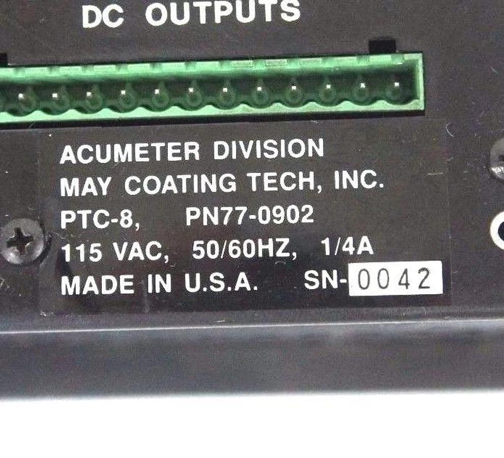 Used ACUMETER DIVISION MAY COATING TECHNOLOGIES PTC-8 PN77-0902 TEMPERATURE CONTROL